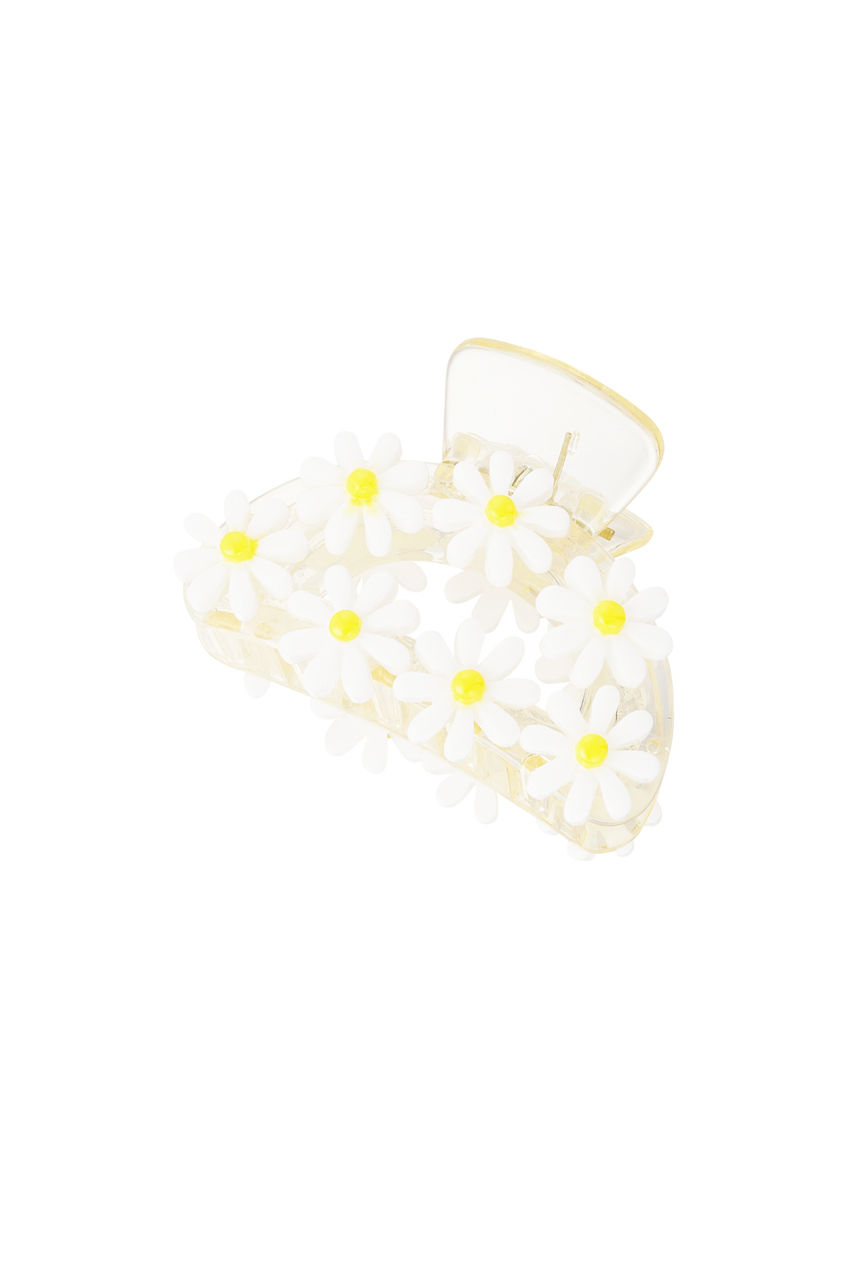 Resin Flower Plastic Hair Claw - White