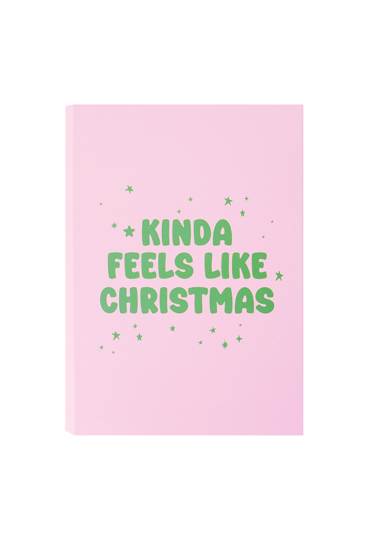 La tarjeta de felicitación navideña se siente un poco como Navidad: rosa