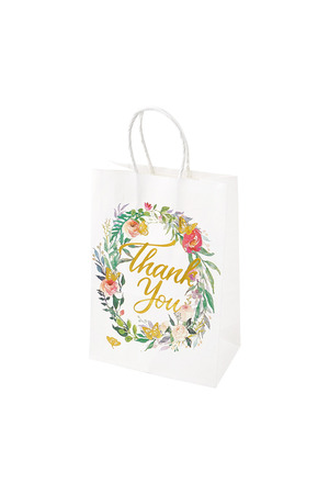 Gift bag thank you wreath - white multi h5 