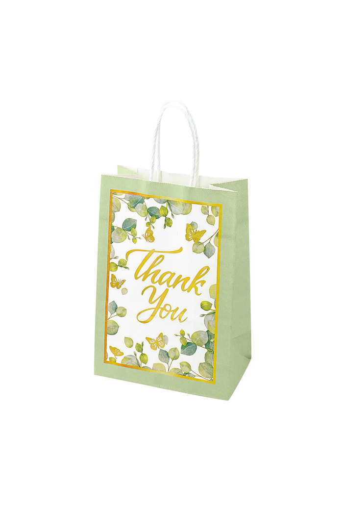 Gift bag thank you leaves - green 