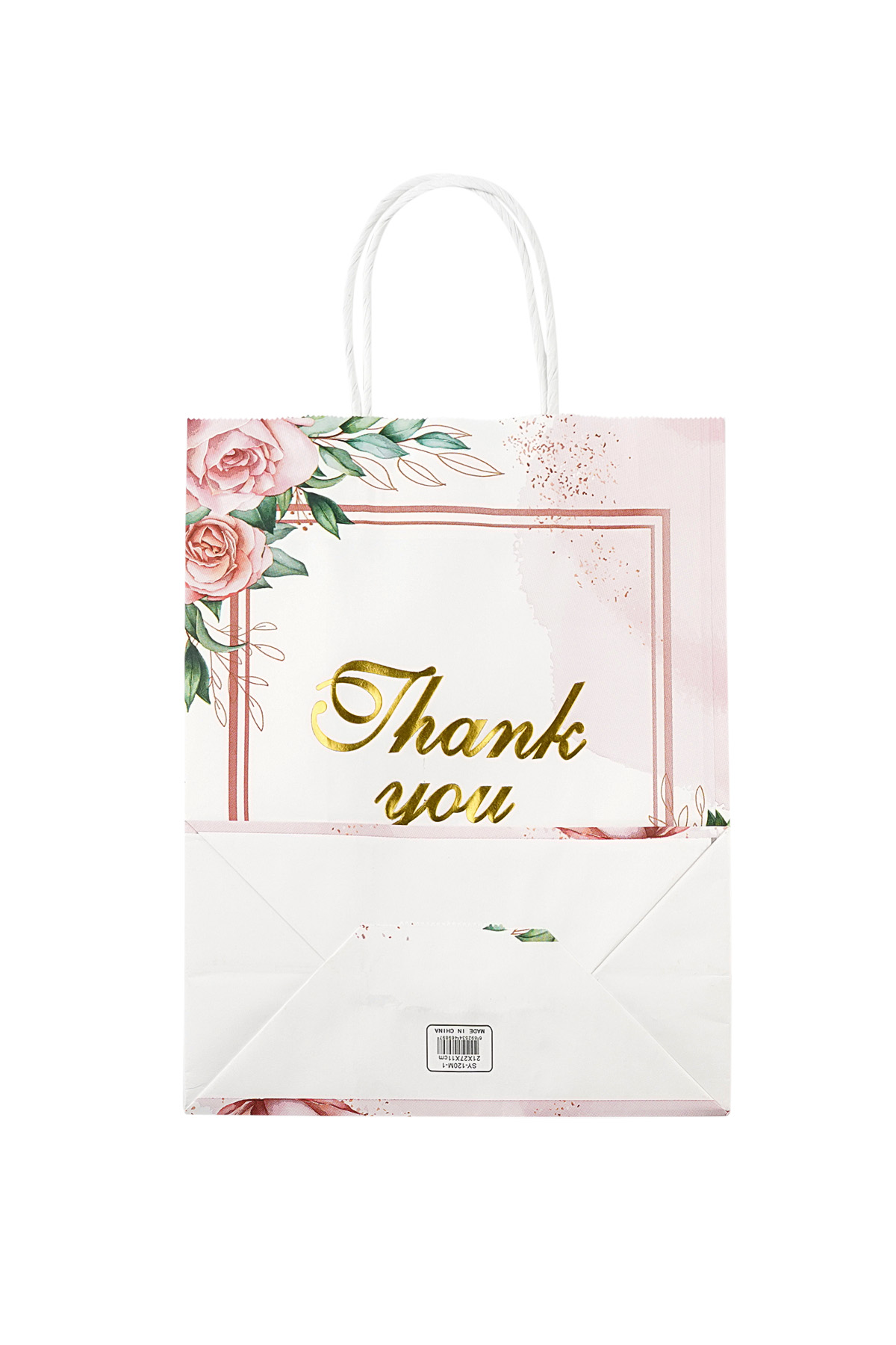 Large gift bag thank you roses - pink multi