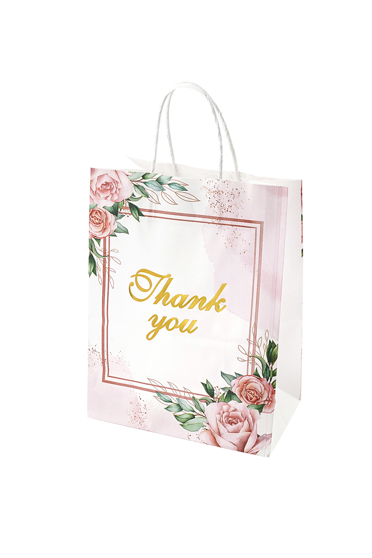 Büyük hediye çantası teşekkür ederim güller - pembe çoklu