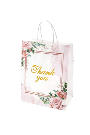 Büyük hediye çantası teşekkür ederim güller - pembe çoklu h5 
