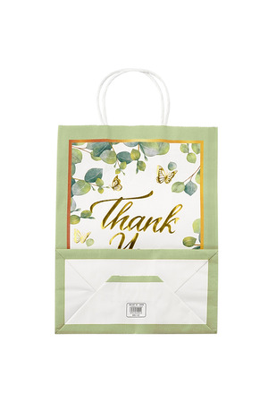 Büyük hediye çantası teşekkür yaprakları - yeşil h5 Resim2