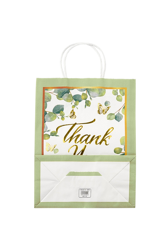 Bolsa de regalo grande con hojas de agradecimiento - verde Imagen2
