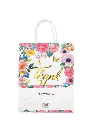 Bolsa de regalo grande con estampado floral de agradecimiento - multicolor h5 Imagen2