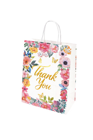Bolsa de regalo grande con estampado floral de agradecimiento - multicolor h5 