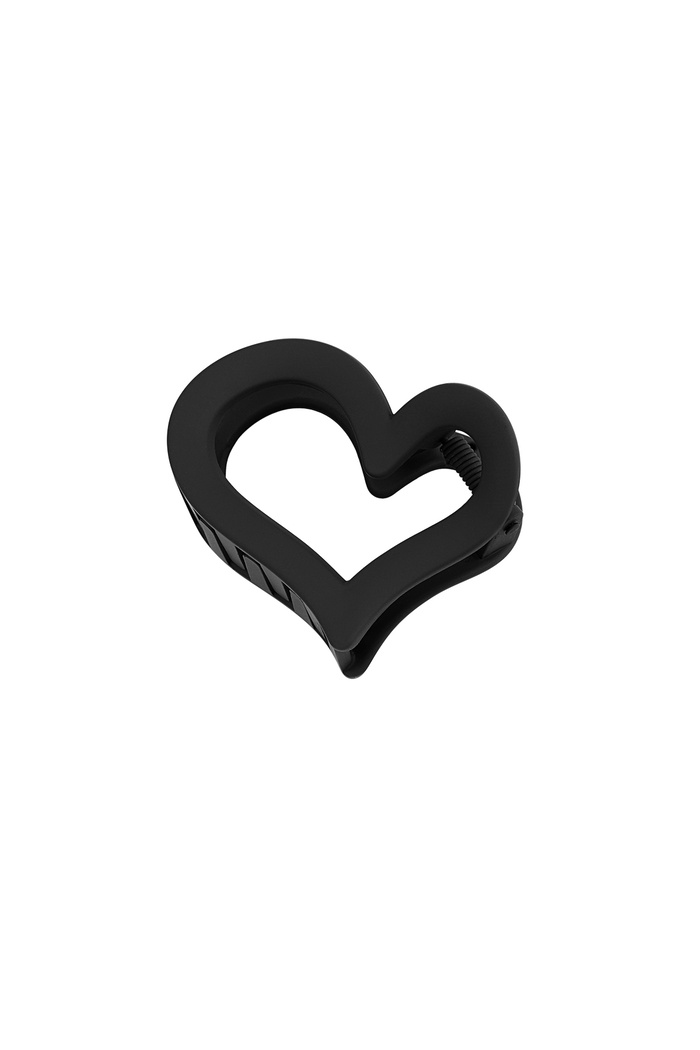 Haarclip vervormd hart mat - zwart 