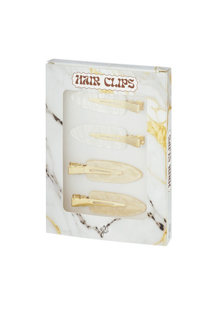 Caja de pinzas para el pelo mármol chic - oro blanco h5 Imagen3