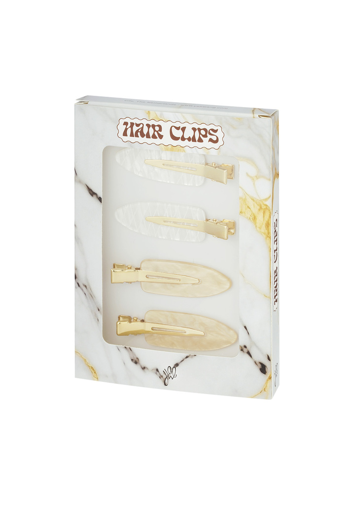 Caja de pinzas para el pelo mármol chic - oro blanco Imagen3
