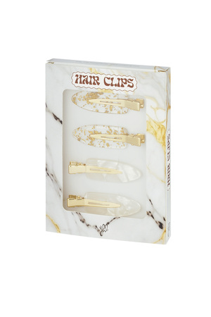 Boîte à pinces à cheveux marbre - or blanc h5 Image3