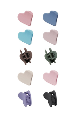 Set of hair clips heart - dark multi h5 