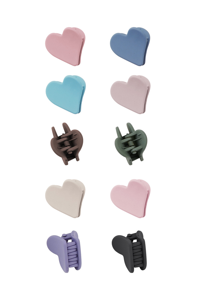 Set of hair clips heart - dark multi 