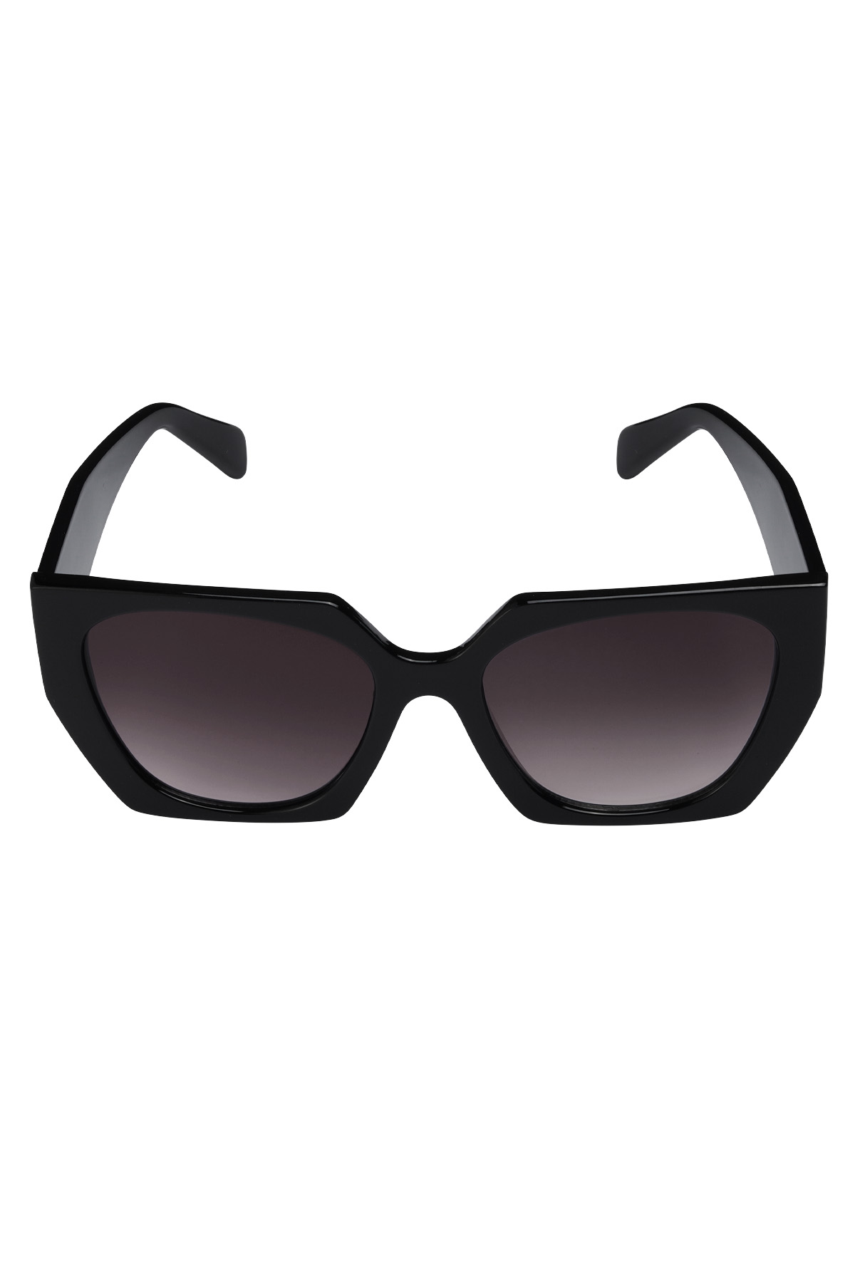 Trendy hoekige zonnebril - zwart h5 
