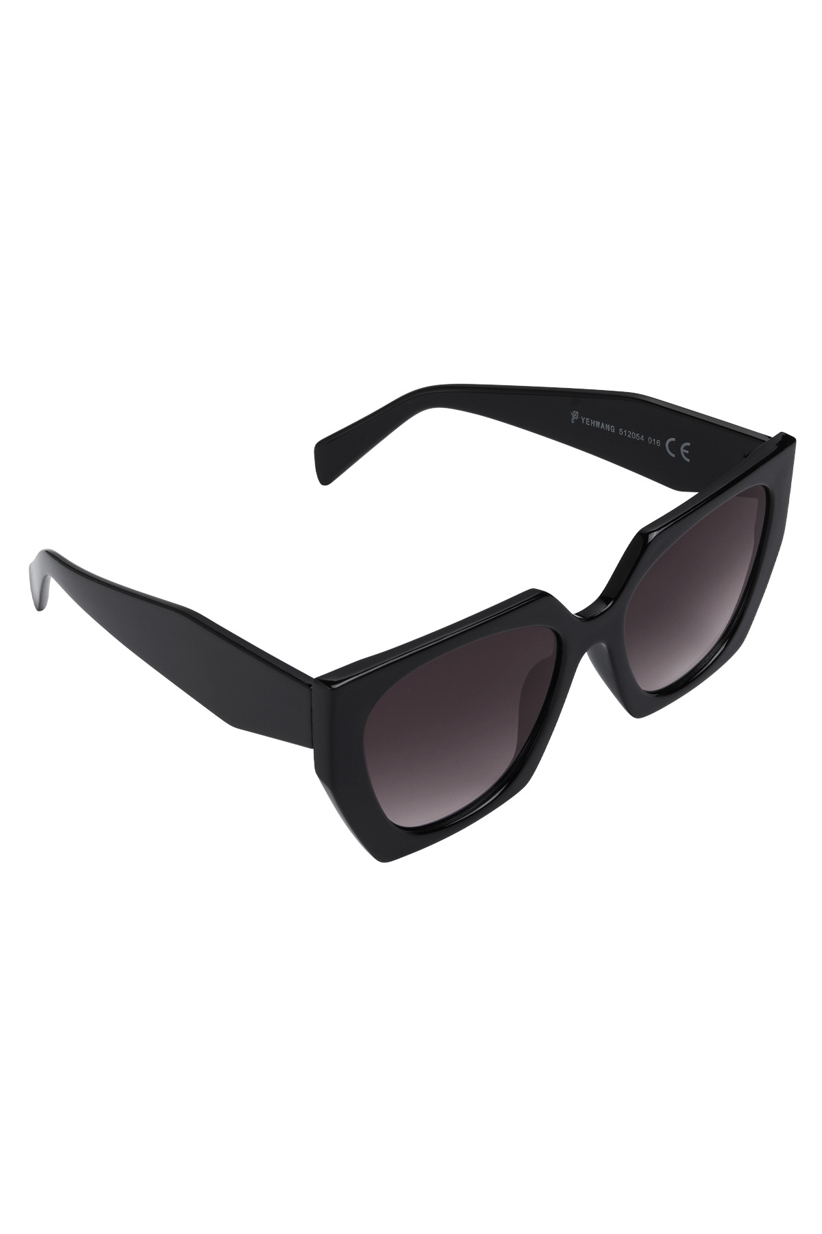 Trendy hoekige zonnebril - zwart h5 Afbeelding5