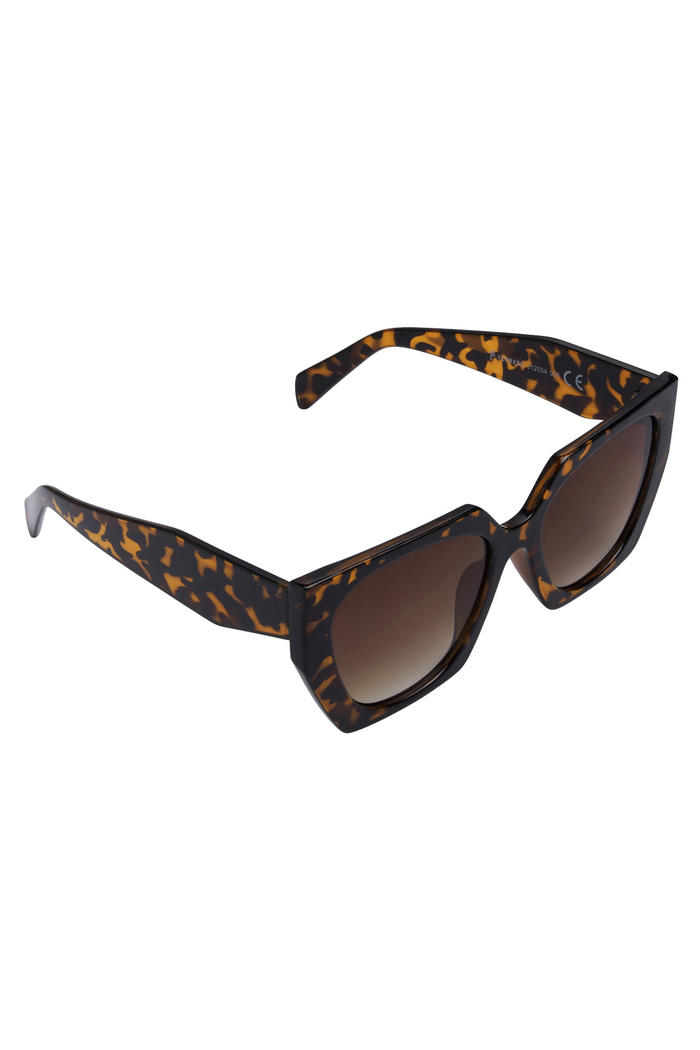 Trendy köşeli güneş gözlüğü - kahverengi Resim5
