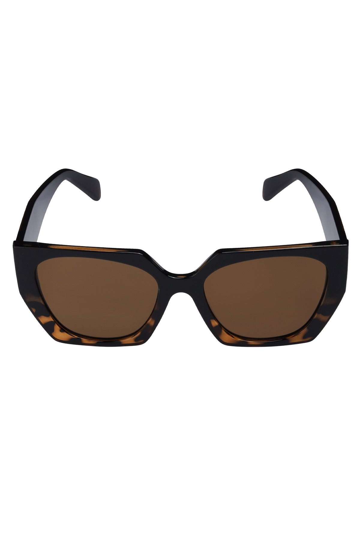 Trendige eckige Sonnenbrille - braun schwarz 