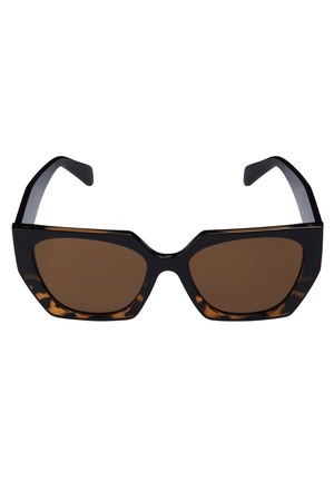 Trendy hoekige zonnebril - bruin zwart  h5 