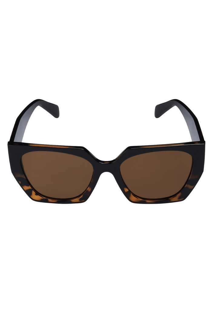 Trendy köşeli güneş gözlüğü - kahverengi siyah  