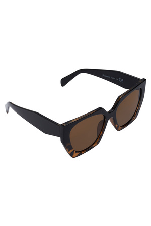 Trendy köşeli güneş gözlüğü - kahverengi siyah  h5 Resim5