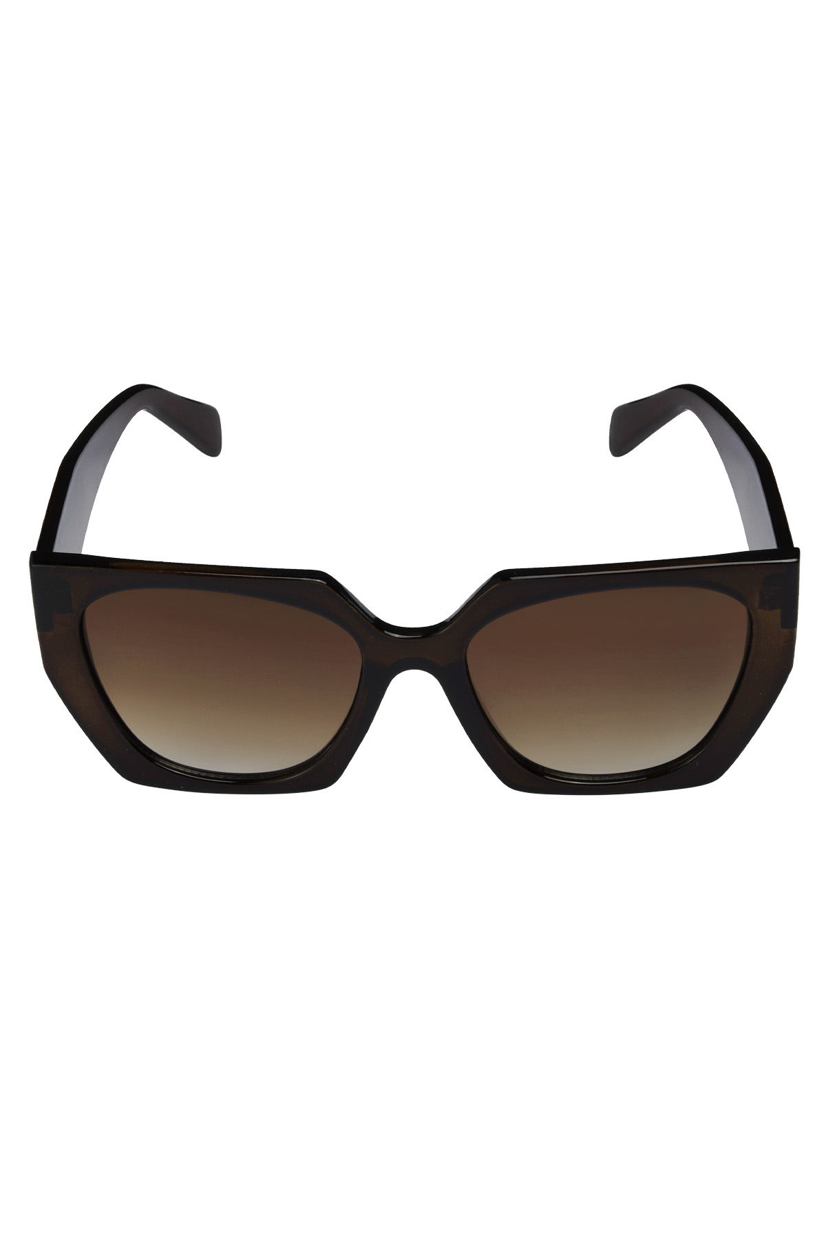 Trendy köşeli güneş gözlüğü - koyu kahverengi