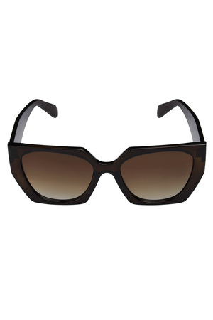 Trendy hoekige zonnebril - donkerbruin h5 