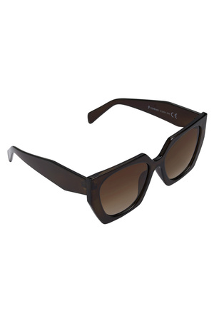 Trendy hoekige zonnebril - donkerbruin h5 Afbeelding5