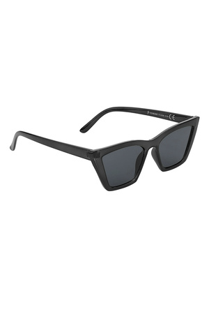 Eenkleurige cat eye zonnebril - zwart h5 