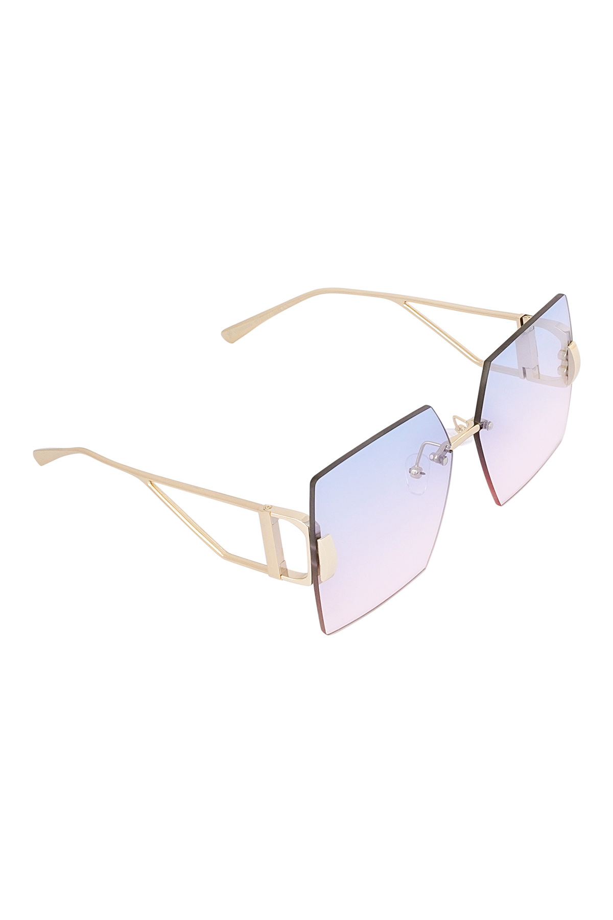 Randlose quadratische Sonnenbrille – blau/rosa 