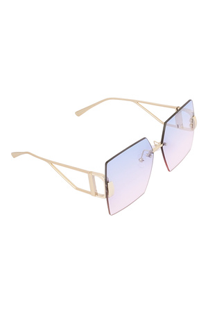 Randlose quadratische Sonnenbrille – blau/rosa  h5 