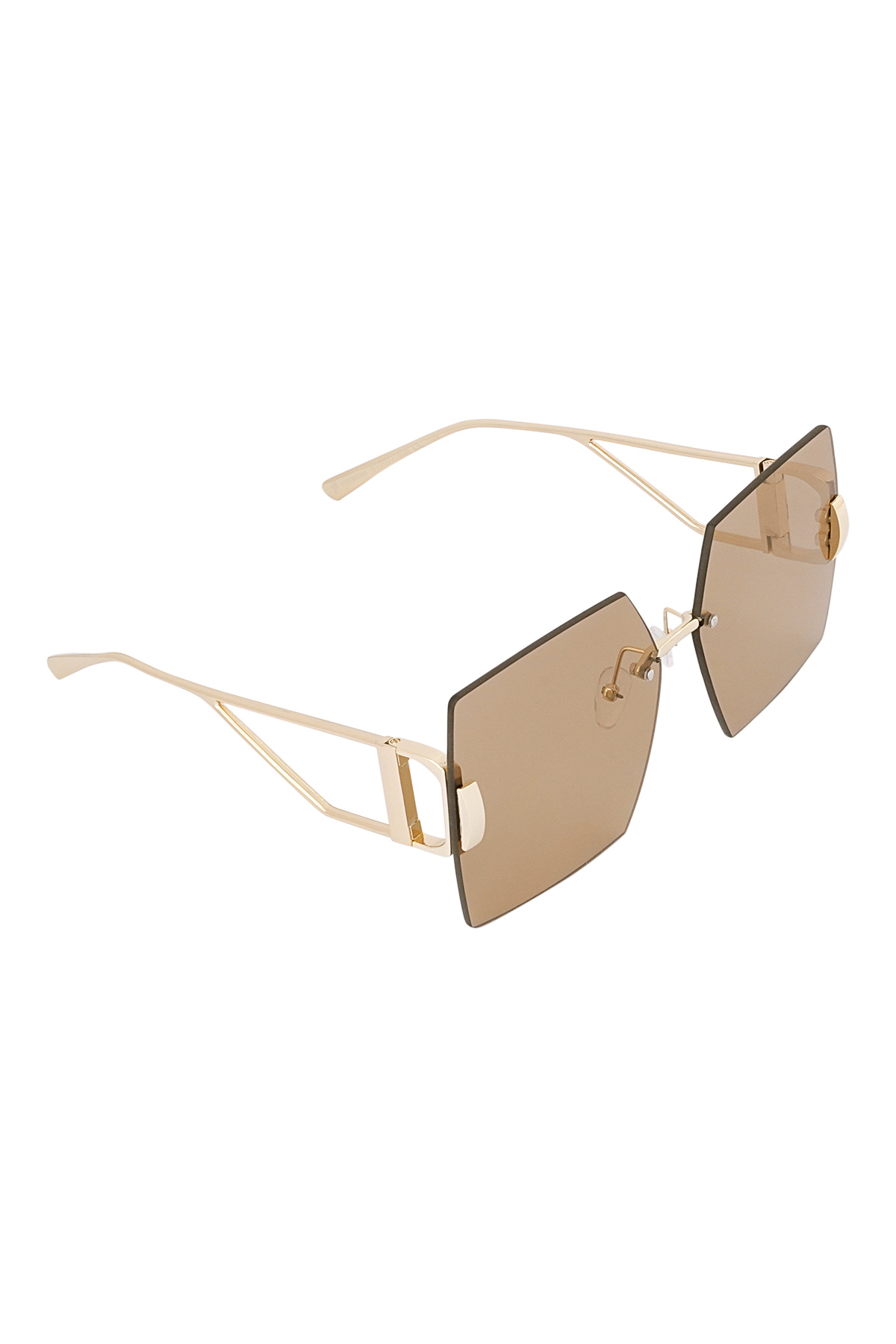 Rimless square sunglasses - camel 