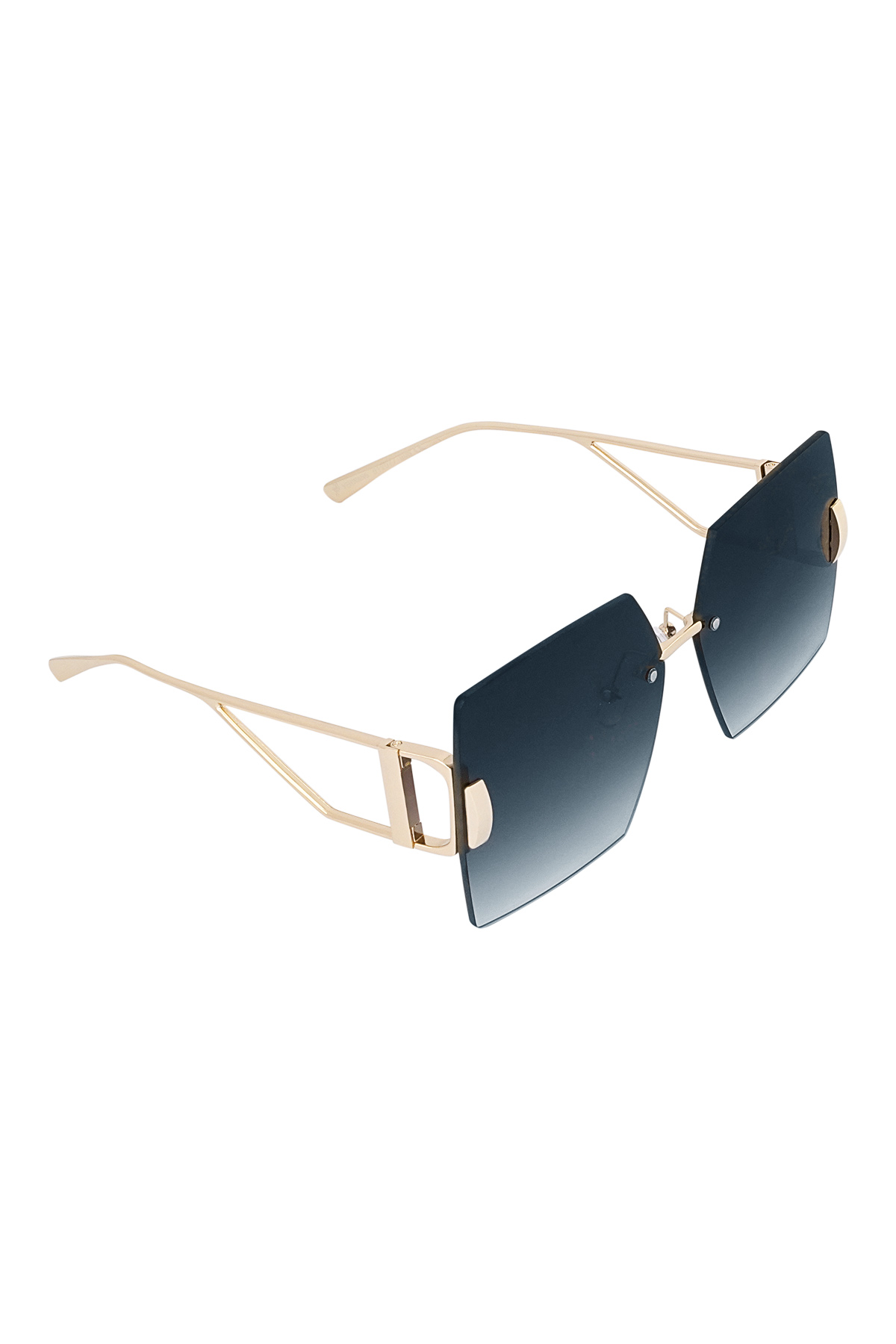 Randlose quadratische Sonnenbrille – Schwarz/Gold