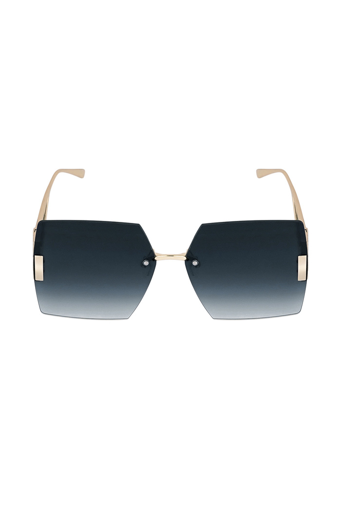 Randlose quadratische Sonnenbrille – Schwarz/Gold Bild2