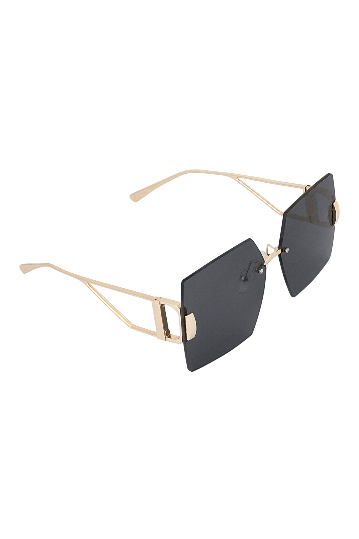 Randlose quadratische Sonnenbrille – Grau/Gold