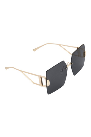 Randlose quadratische Sonnenbrille – Grau/Gold h5 