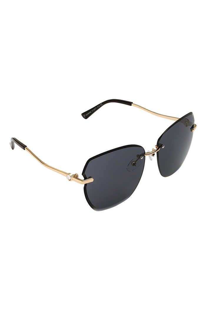 Statement-Sonnenbrille mit goldenen Beschlägen – Schwarzgold 