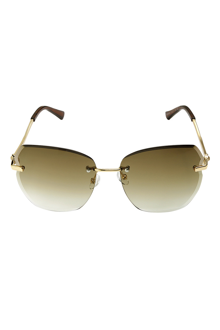 Statement-Sonnenbrille mit goldenen Beschlägen – Kamel Bild5