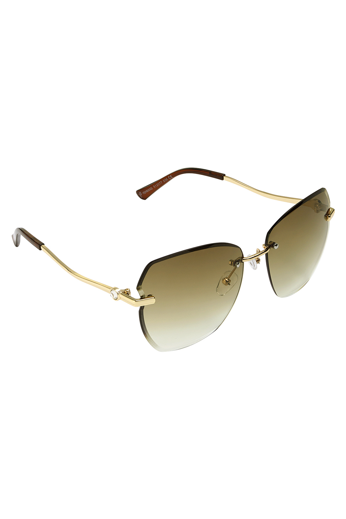 Statement-Sonnenbrille mit goldenen Beschlägen – Kamel