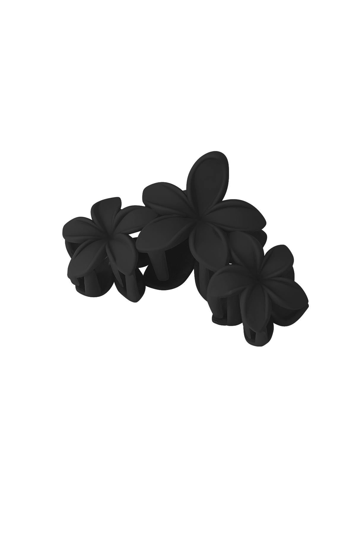 hair clip with large flowers - black 