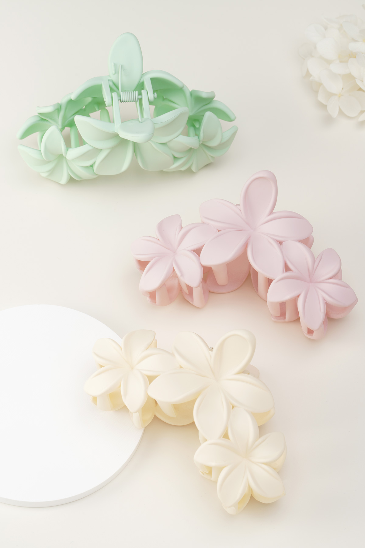 hair clip with large flowers - green Picture4