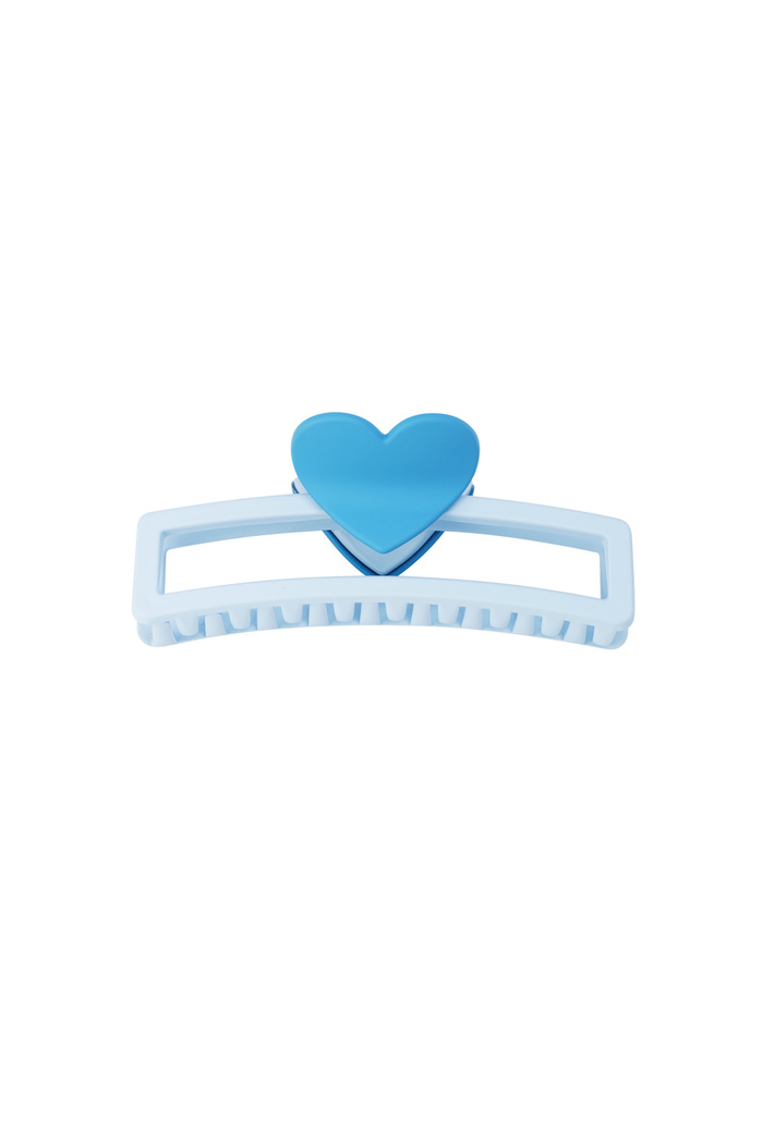 hair clip with heart-shaped handle - blue 