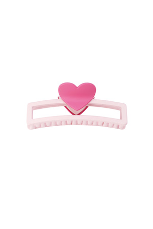 hair clip with heart-shaped handle - pink h5 