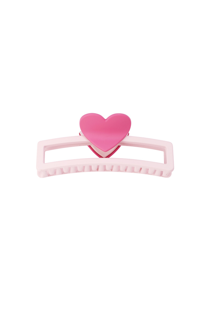 hair clip with heart-shaped handle - pink 