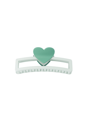 hair clip with heart-shaped handle - green h5 