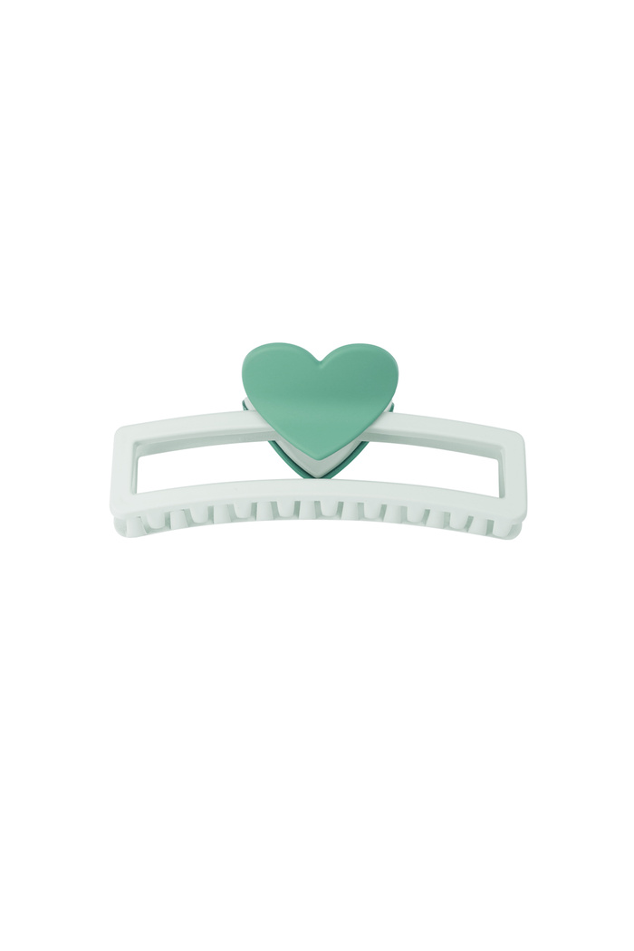 hair clip with heart-shaped handle - green 