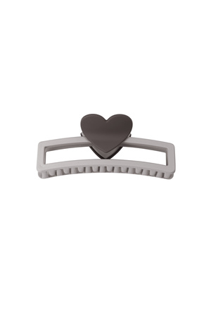 hair clip with heart-shaped handle - dark gray h5 