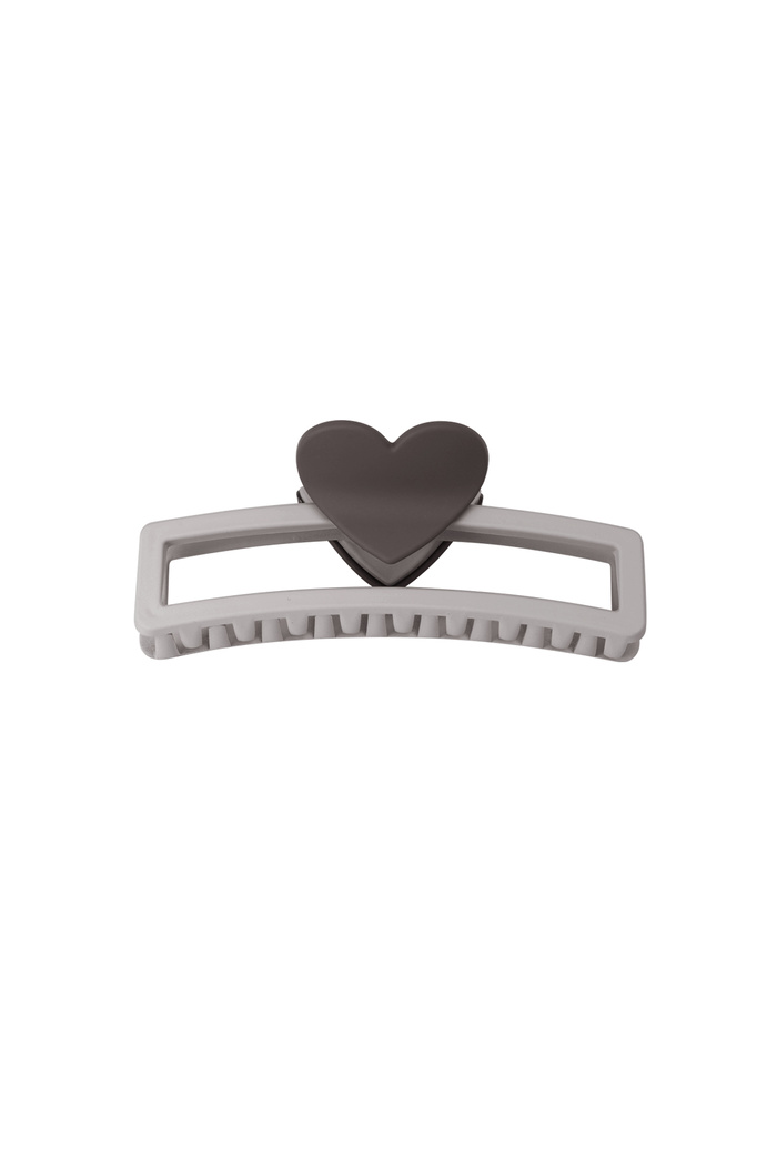 hair clip with heart-shaped handle - dark gray 