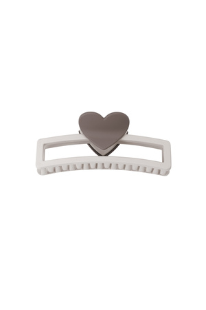 hair clip with heart-shaped handle - beige h5 