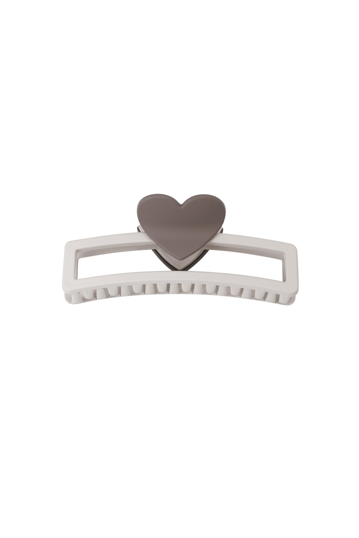 hair clip with heart-shaped handle - beige 
