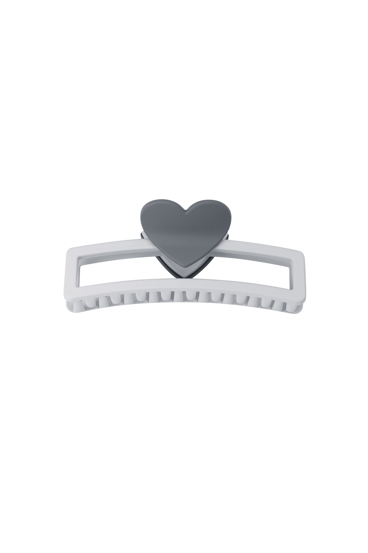 hair clip with heart-shaped handle - gray h5 